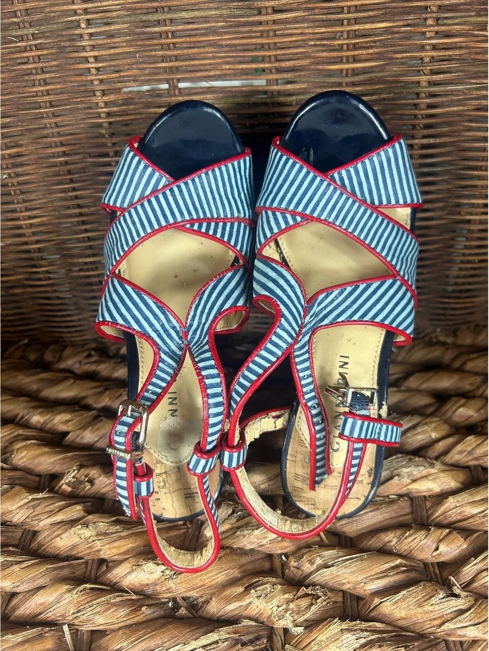 Giani Striped platform high heel sandals